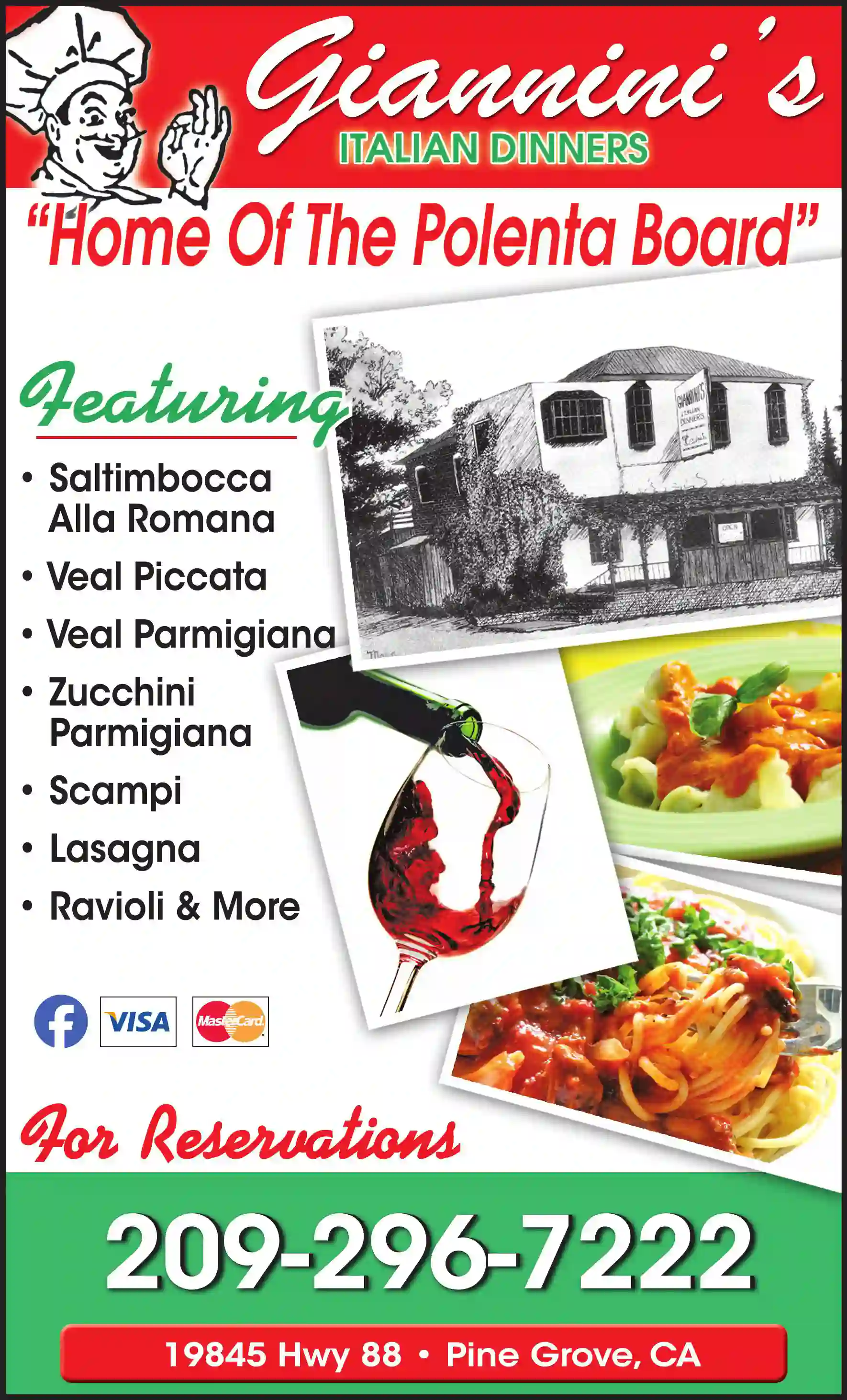 Restaurants print ad for Giannini's Italian Dinners