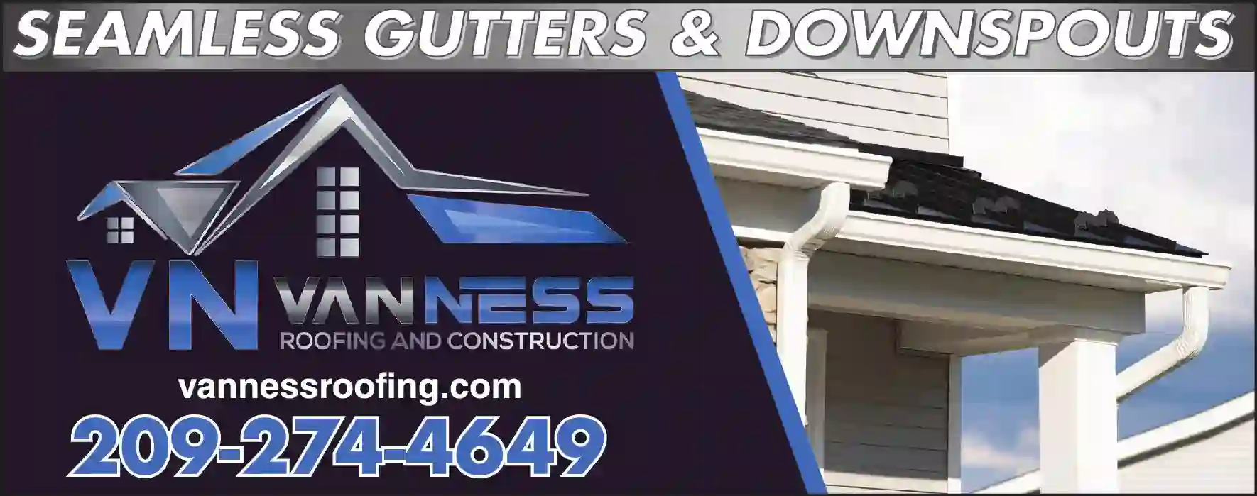 Gutters & Downspouts print ad for Van Ness Roofing & Construction