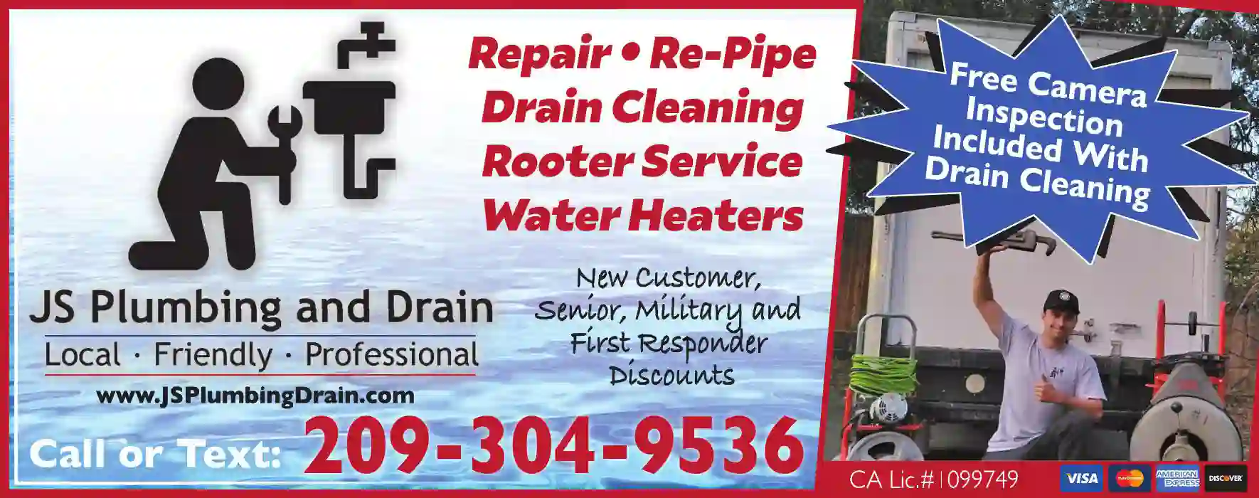 Plumbing Contractors print ad for JS Plumbing And Drain