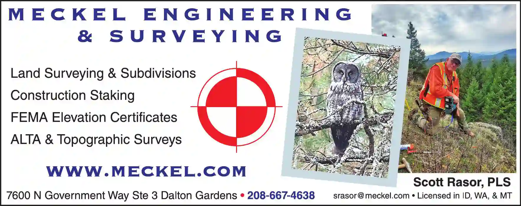 Engineers print ad for Meckel Engineering & Surveying