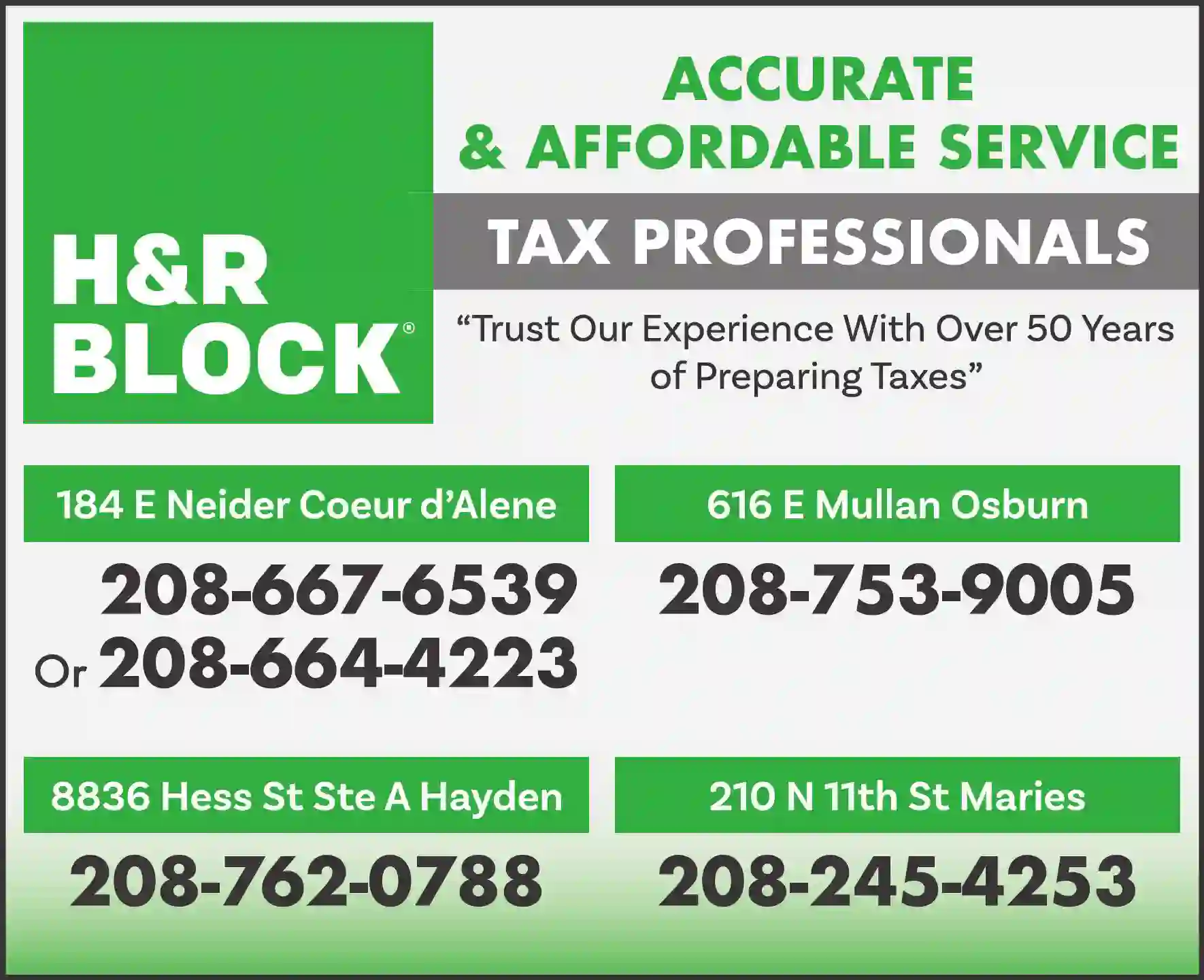 Accounting & Bookkeeping - General Services print ad for H&R Block