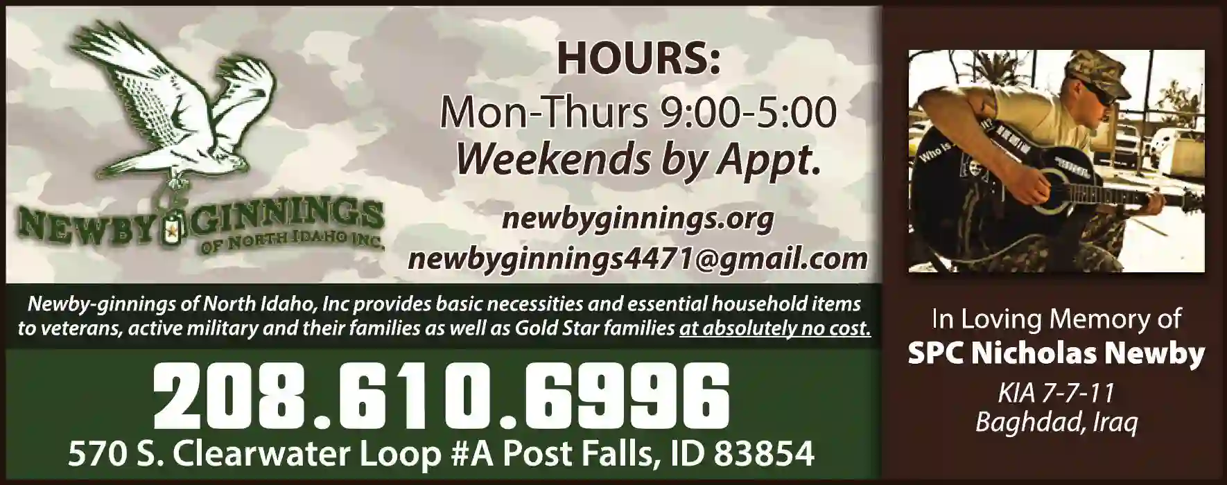 Veterans & Military Organizations print ad for Newby-Ginnings