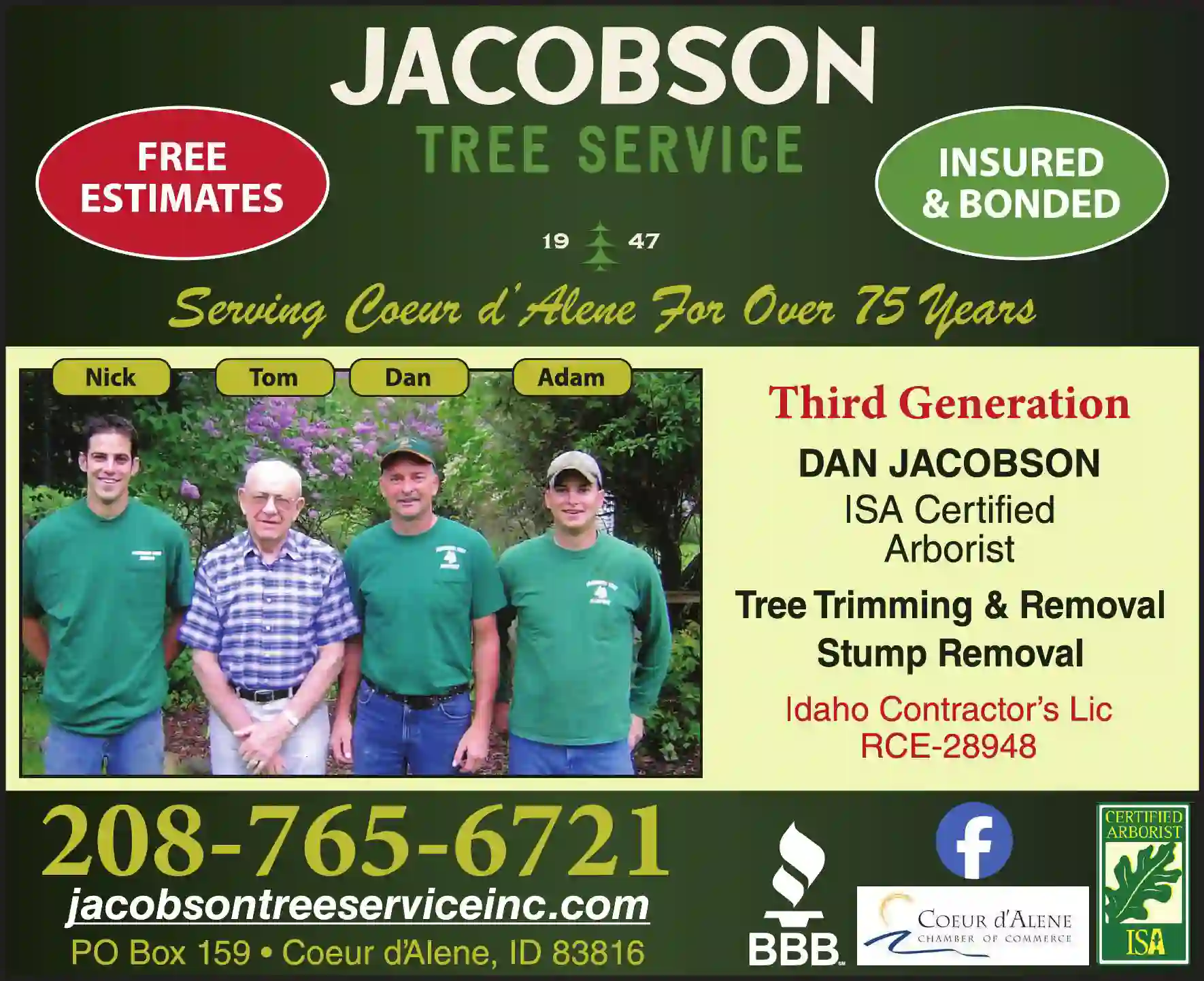 Tree Service print ad for Jacobson Tree Service Inc