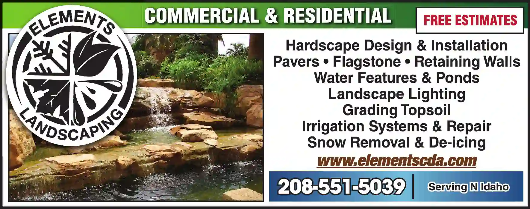 Landscape Contractors print ad for Elements Landscaping