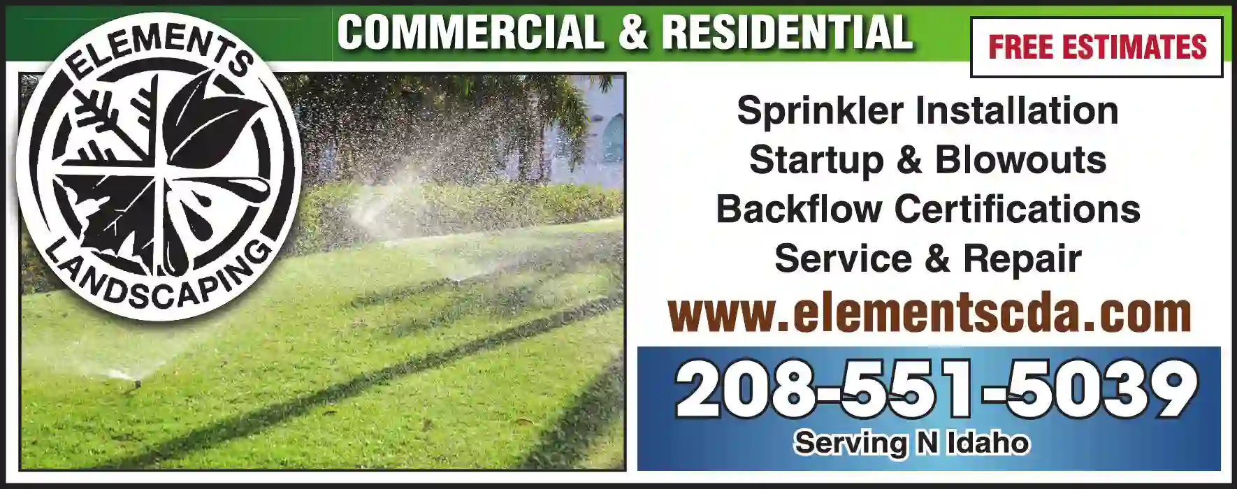 Sprinklers - Garden & Lawn print ad for Elements Landscaping