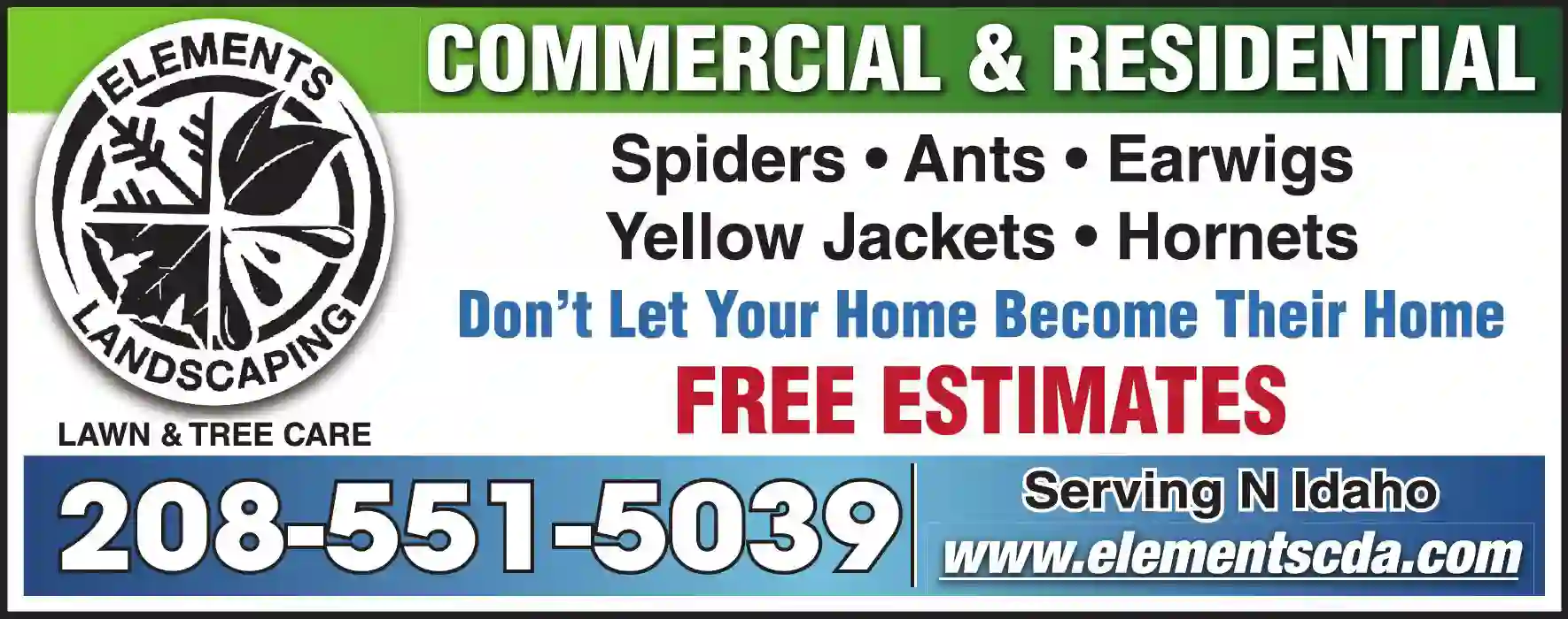 Pest Control Services print ad for Elements Landscaping