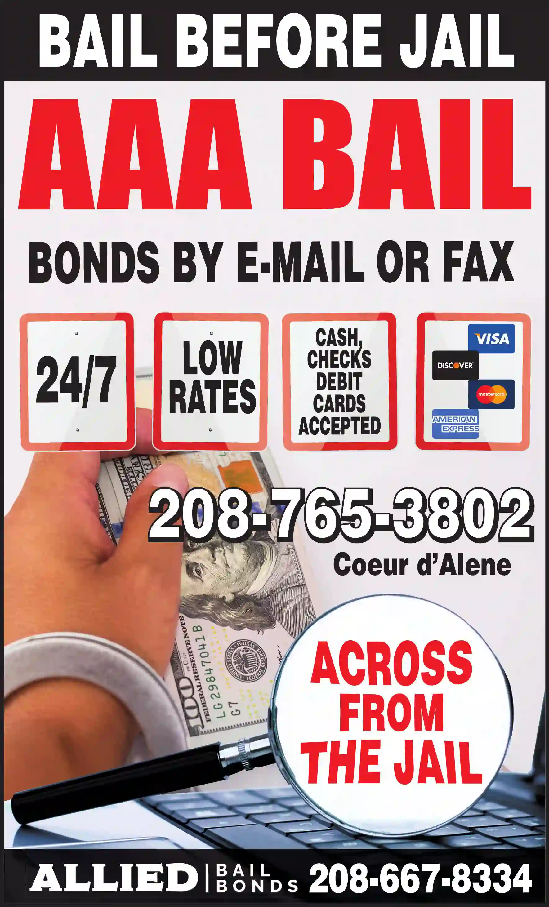 Bail Bonds print ad for AAA Bail Bonds