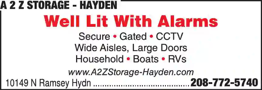 Storage - Household & Commercial print ad for A 2 Z Storage - Hayden