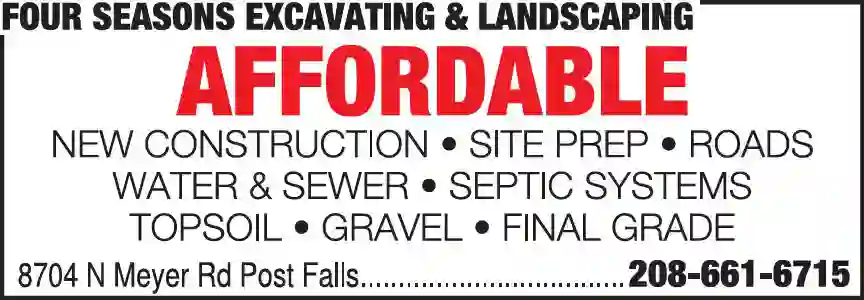 Excavating Contractors print ad for Four Seasons Excavating & Landscaping