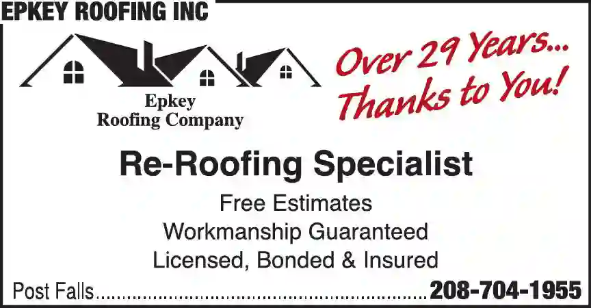 Roofing Contractors print ad for Epkey Roofing Inc