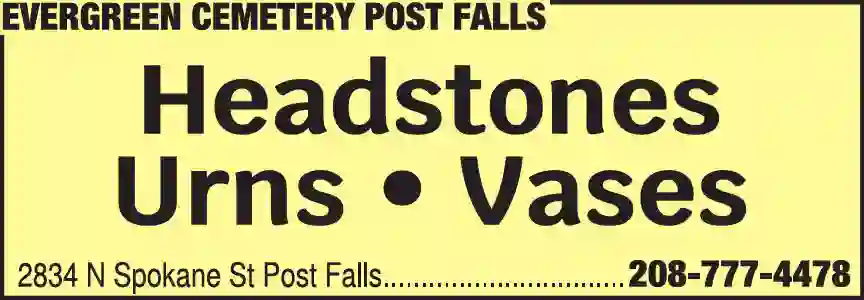 Monuments print ad for Evergreen Cemetery Post Falls
