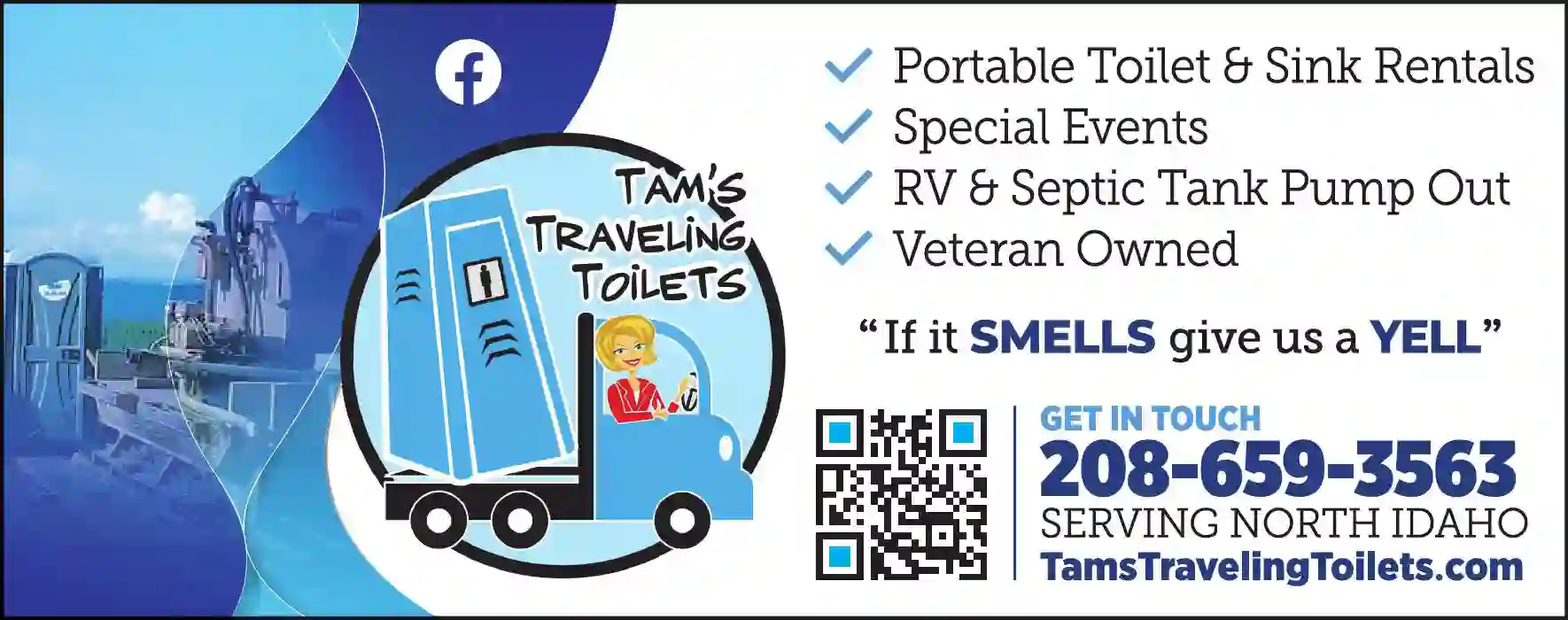 Septic Tanks & Systems - Cleaning print ad for Tam's Traveling Toilets