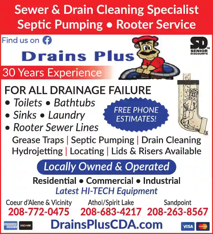 Plumbing Drains & Sewer Cleaning print ad for Drains Plus Rooter & Septic Service