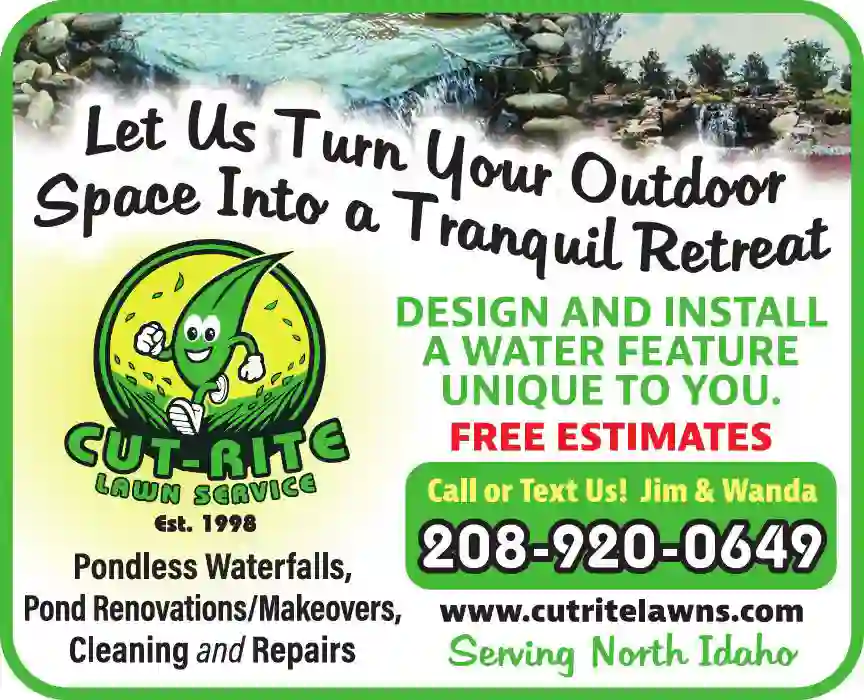 Ponds & Water Features print ad for Cut-Rite Lawn Service