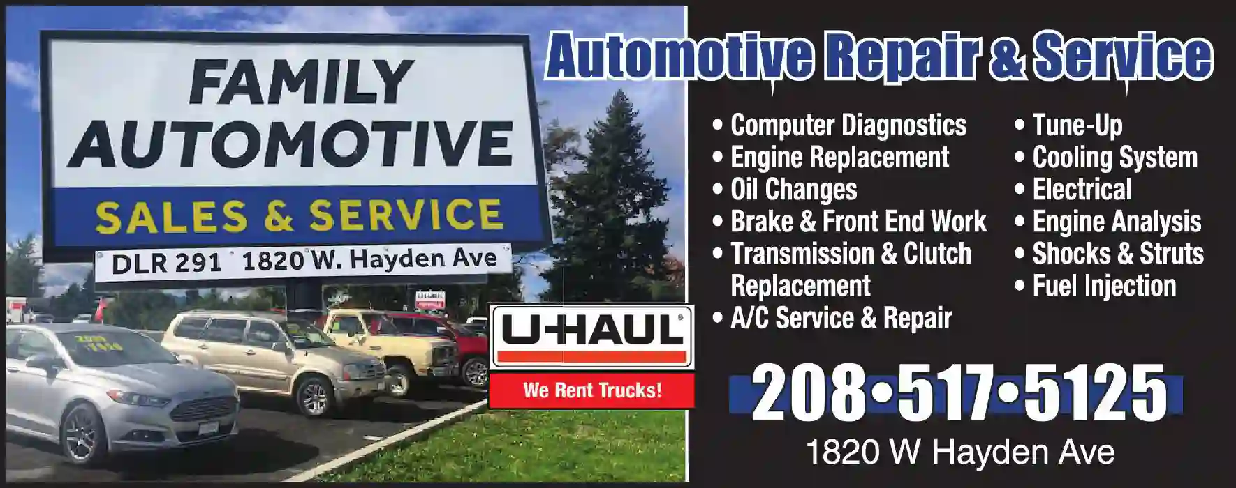 Auto Repair & Service print ad for Family Automotive Sales and Service