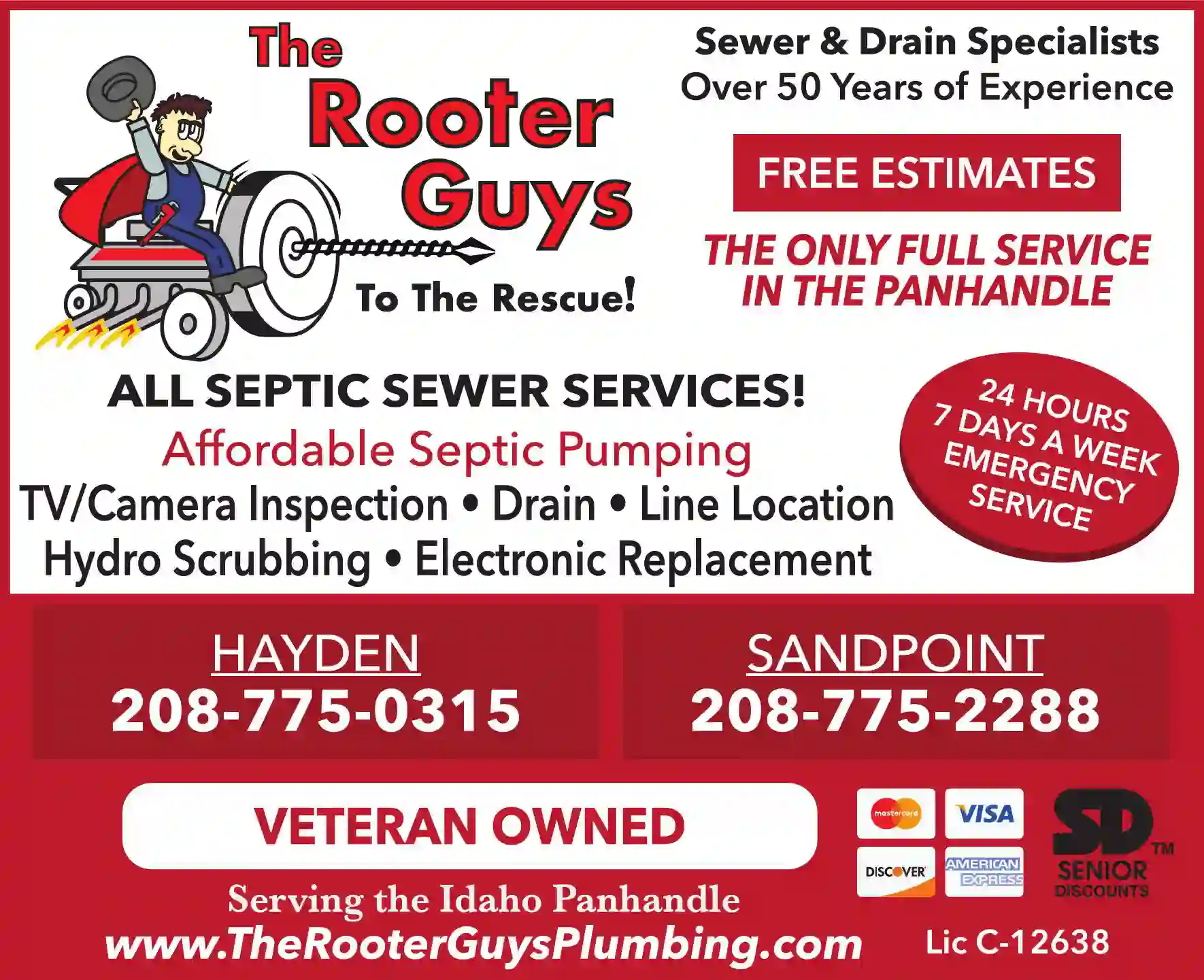 Plumbing Drains & Sewer Cleaning print ad for The Rooter Guys