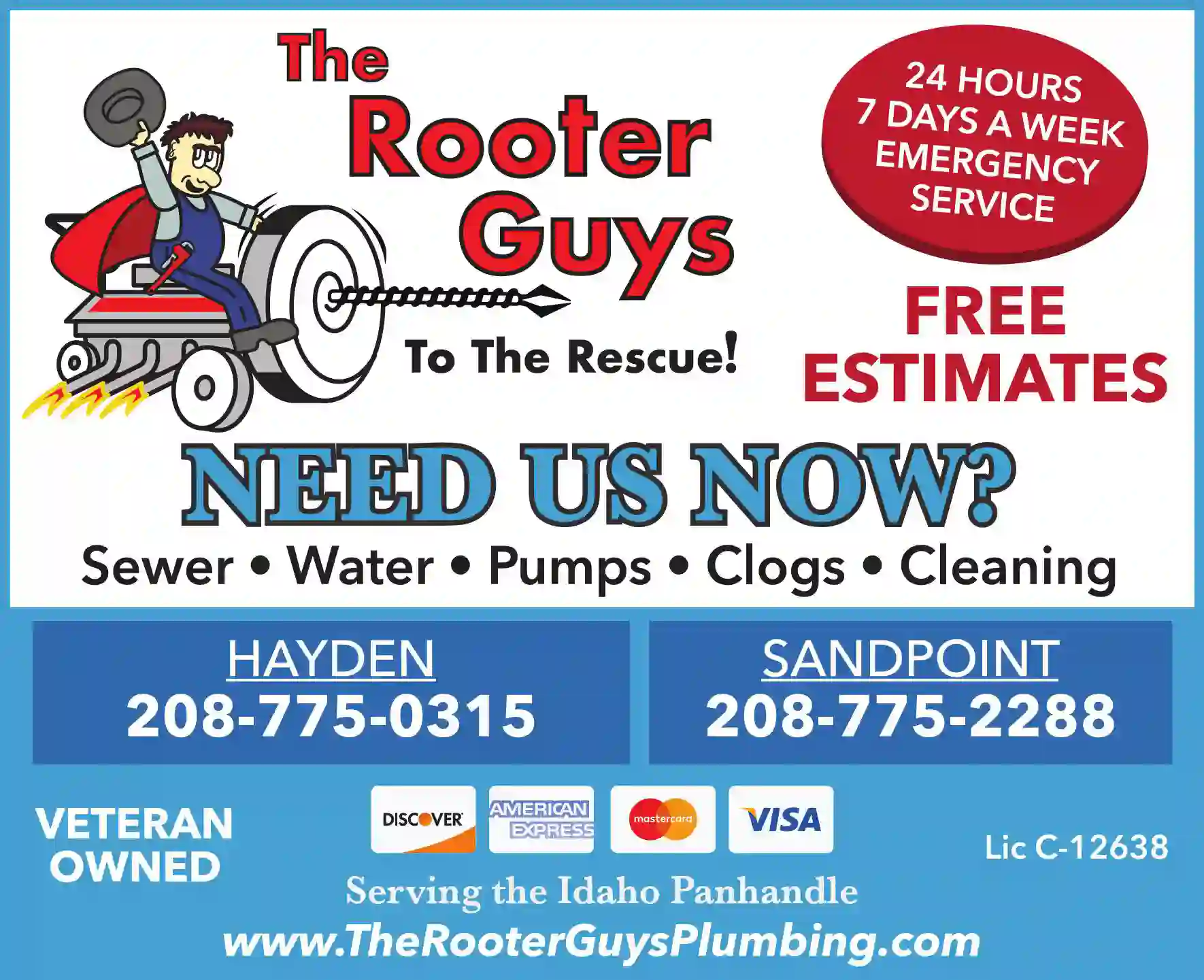 Sewer Contractors & Cleaners print ad for The Rooter Guys