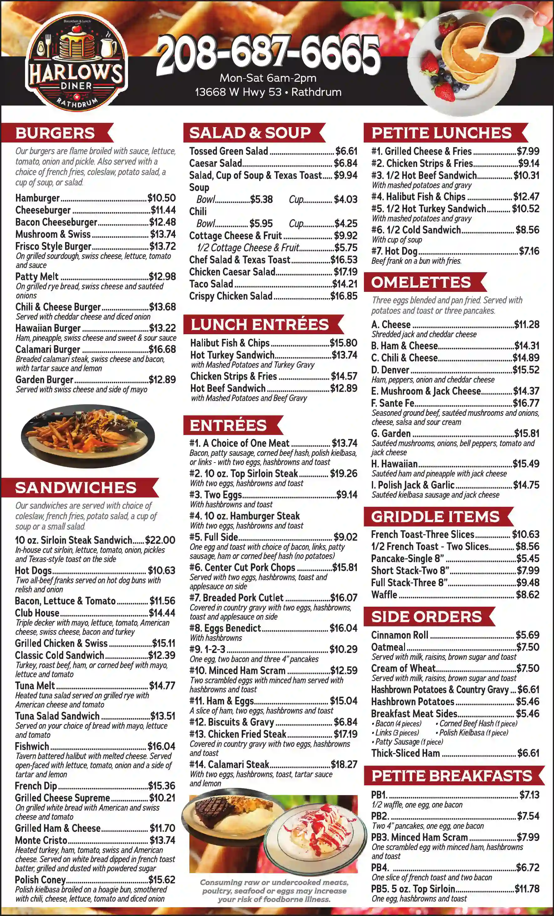 Restaurants - Takeout & Delivery Menus print ad for Harlow's Diner