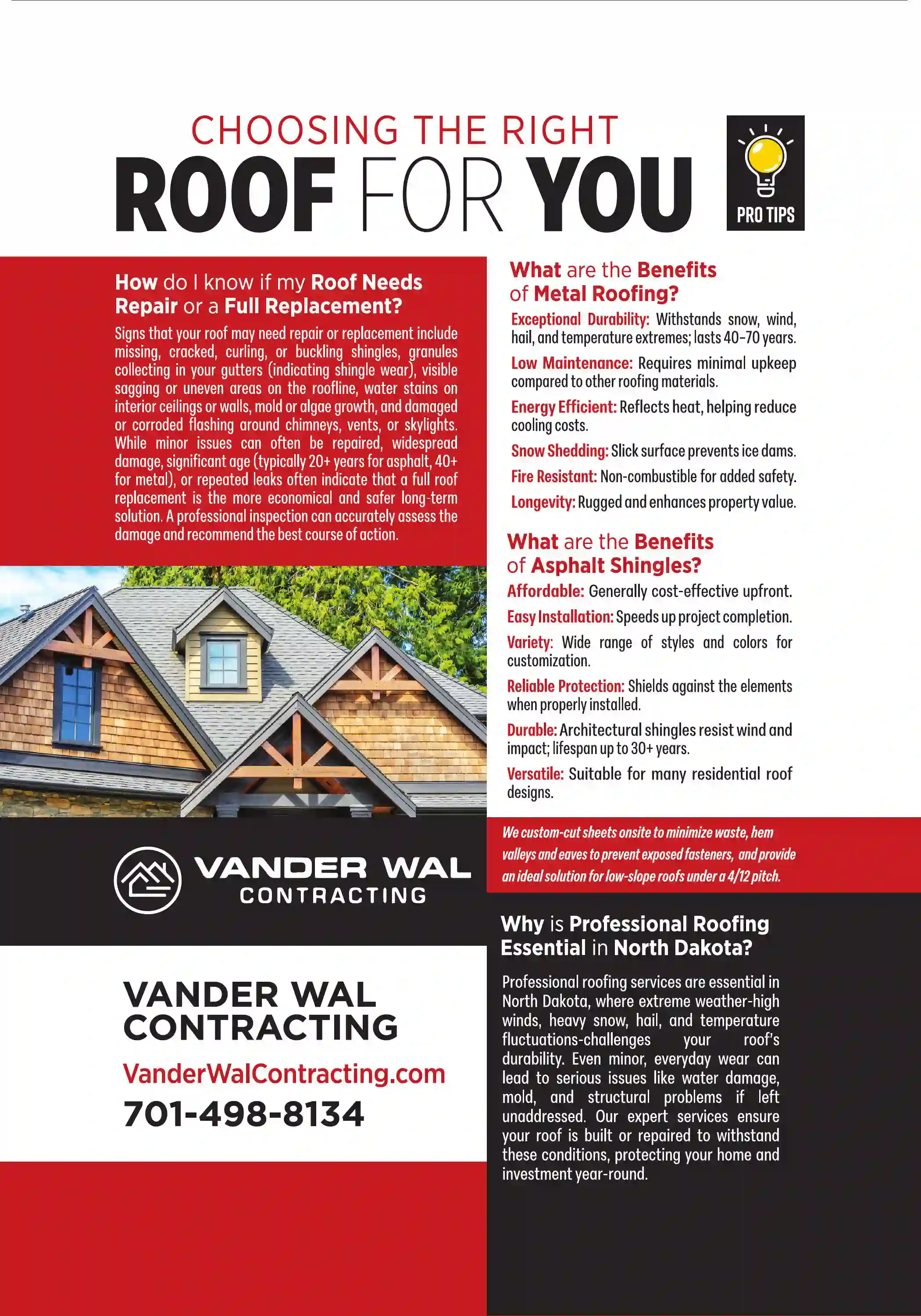 Roofing Contractors print ad for Vander Wal Contracting