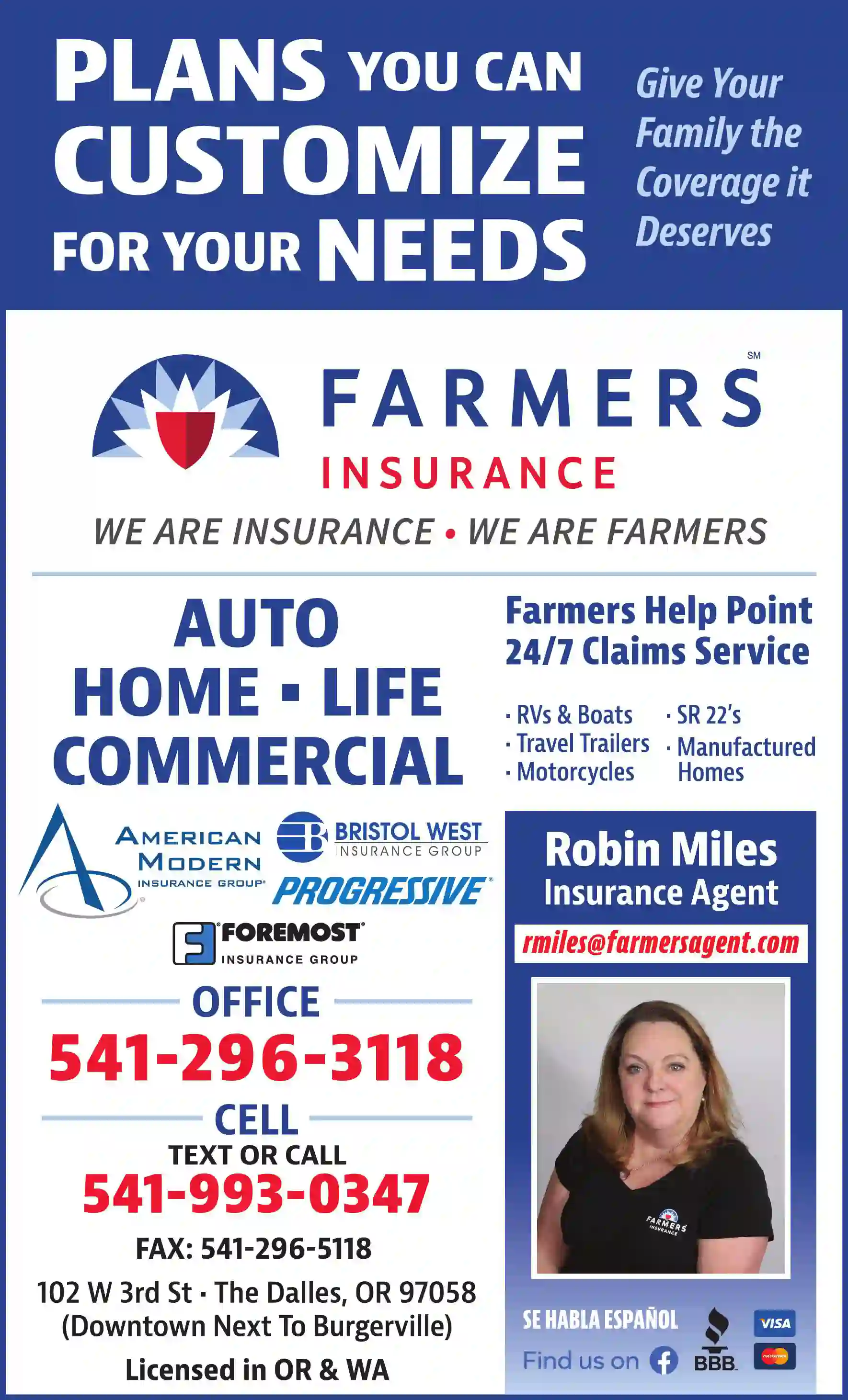 Insurance print ad for Farmers Insurance ^ Robin Miles