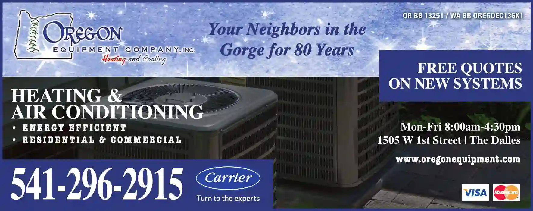 Heat Pumps print ad for Oregon Equipment Company Inc