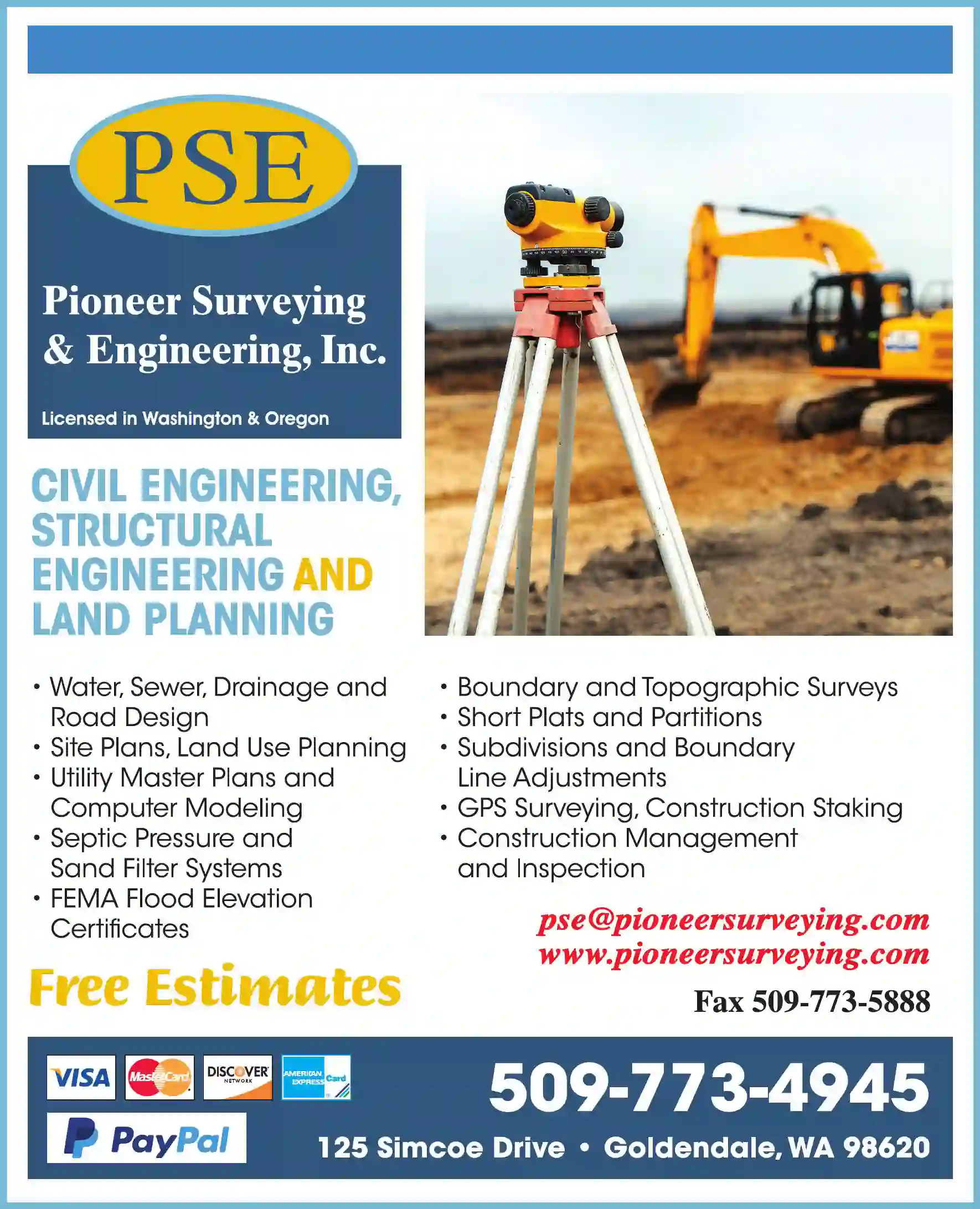 Engineers - Civil print ad for Pioneer Surveying & Engineering Inc