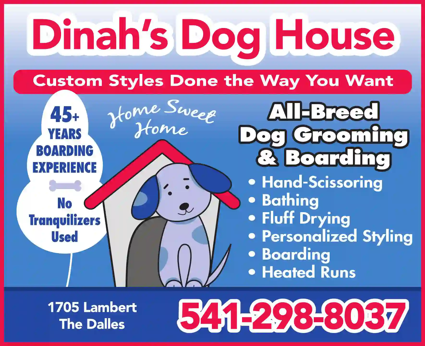 Dog Grooming print ad for Dinah's Dog House