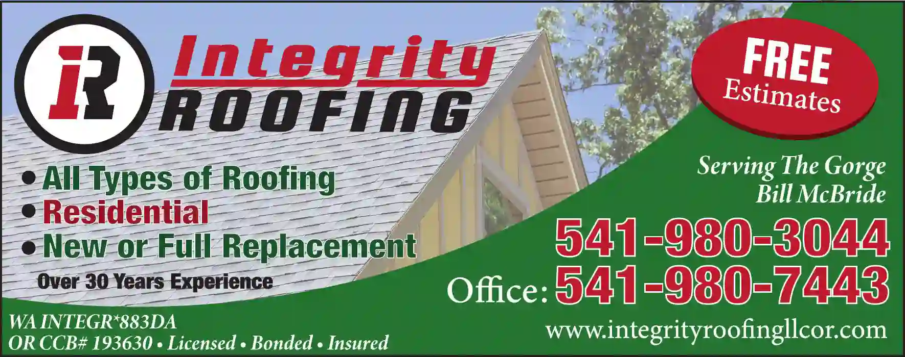 Roofing Contractors print ad for Integrity Roofing LLC