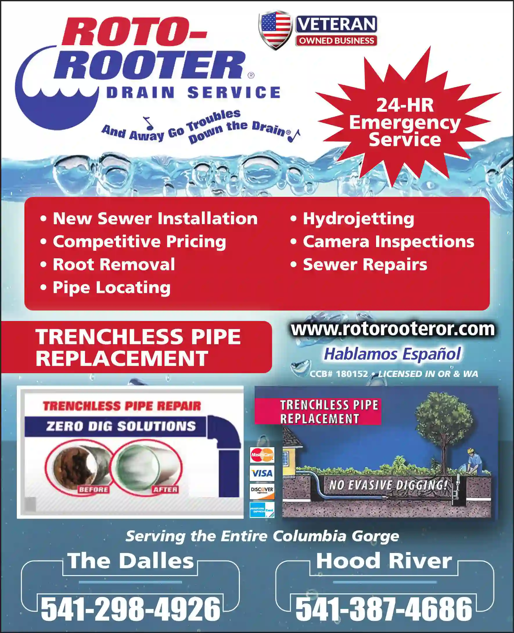 Plumbing Contractors print ad for Roto-Rooter Drain Service