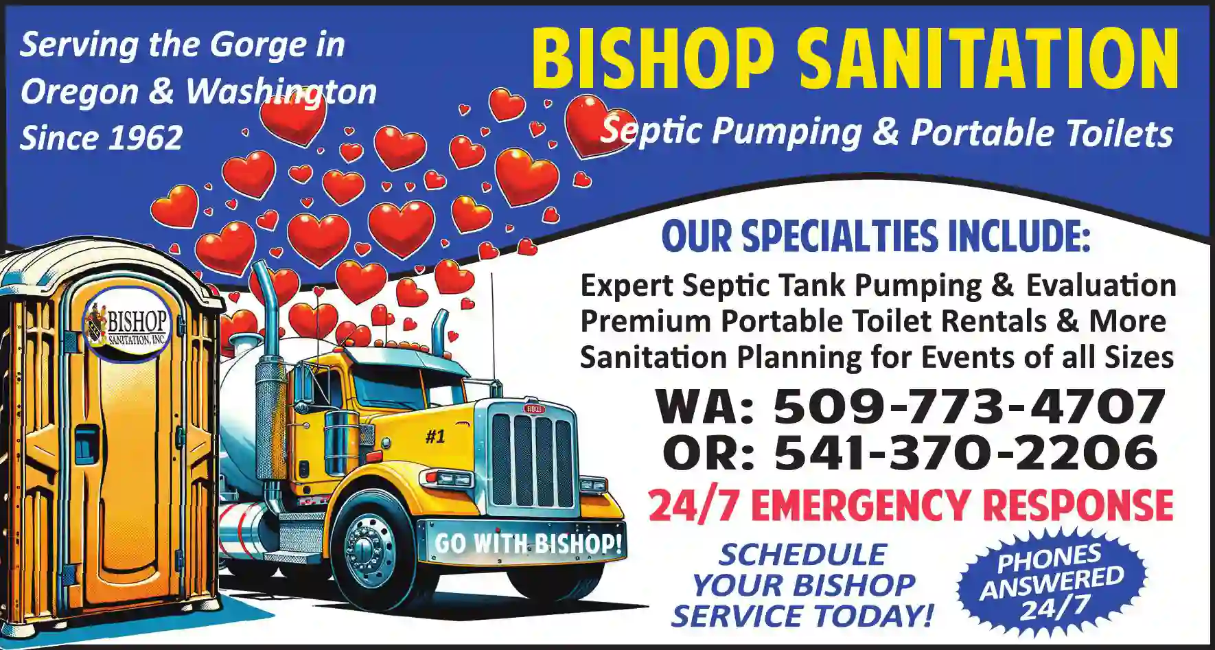 Septic Tanks & Systems - Cleaning print ad for Bishop Sanitation Inc