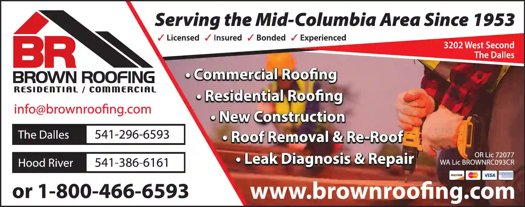 Roofing Contractors print ad for Brown Roofing Co