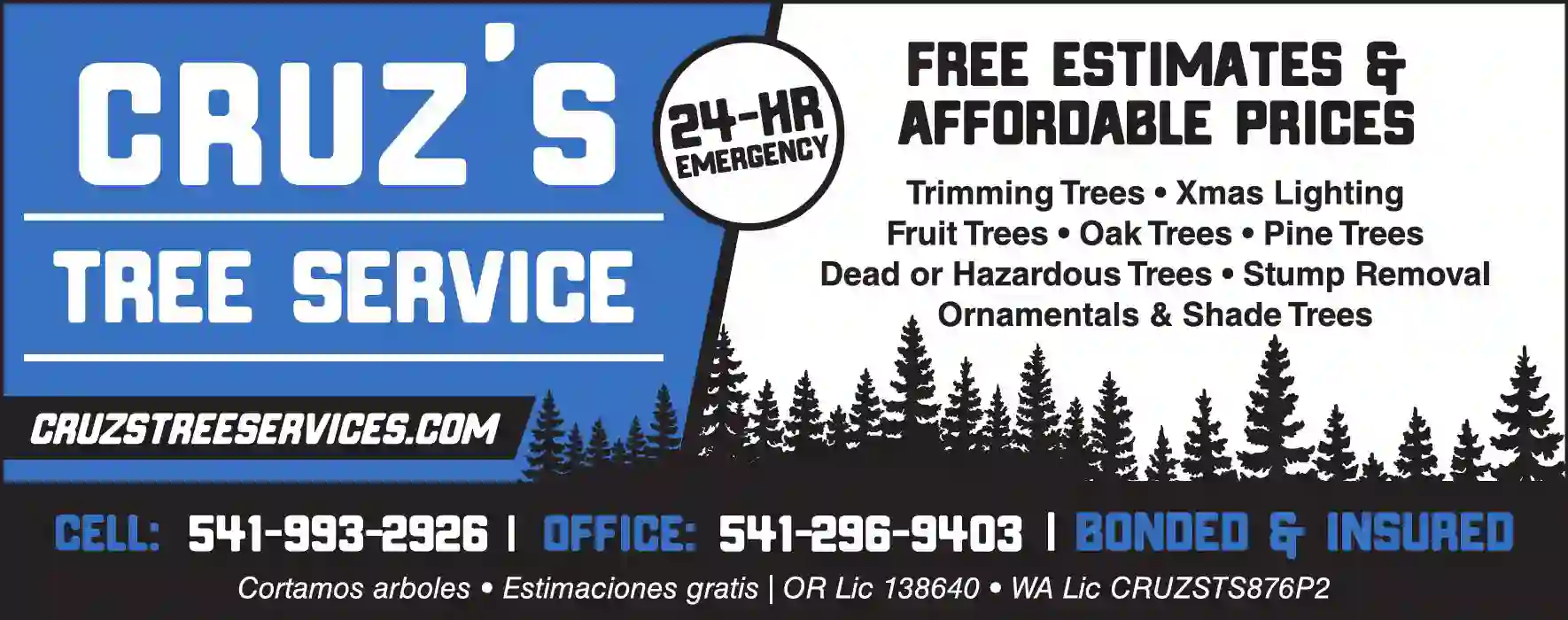 Stump Removal print ad for Cruz's Tree Service