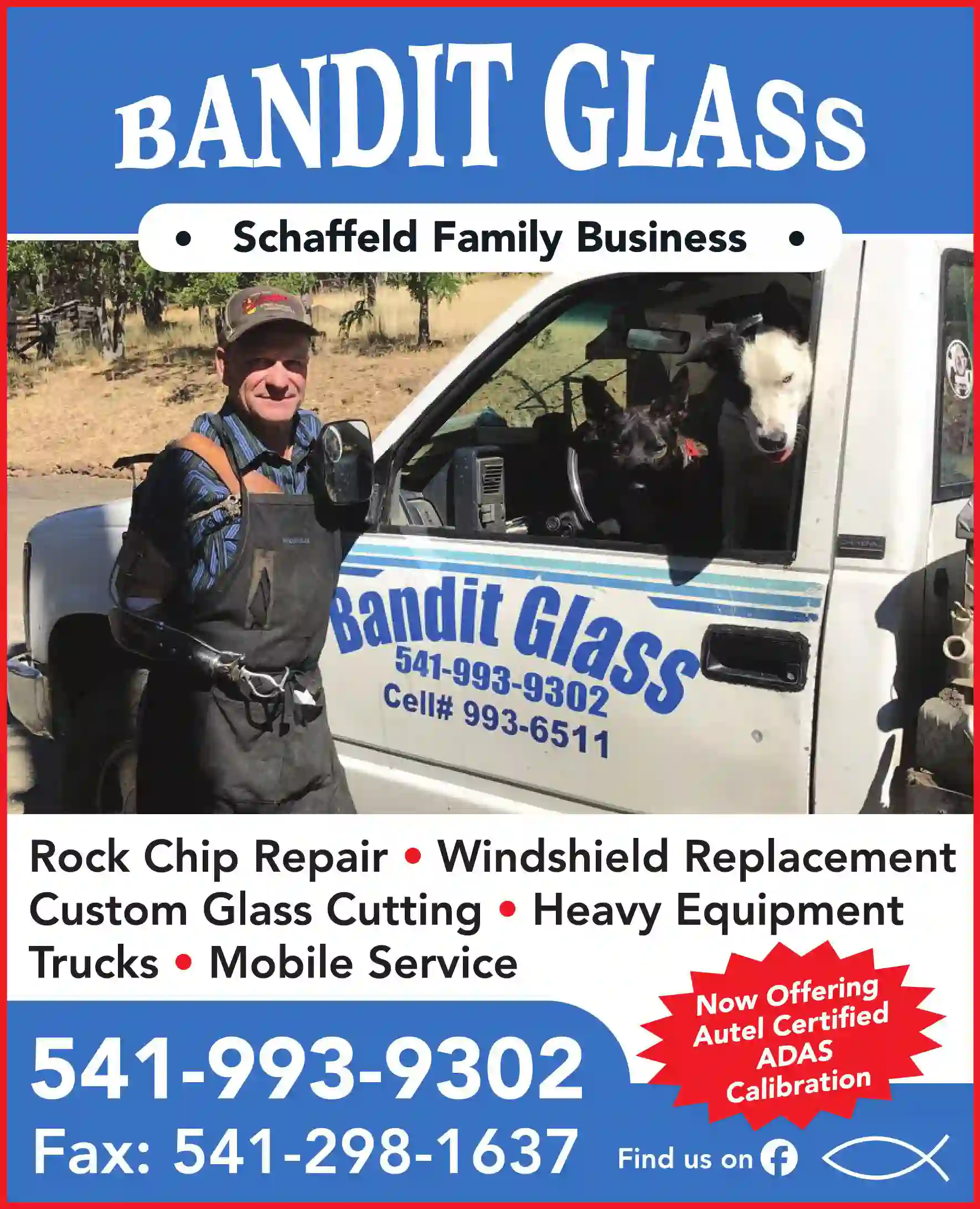 Glass - Auto, Plate, Window print ad for Bandit Glass LLC