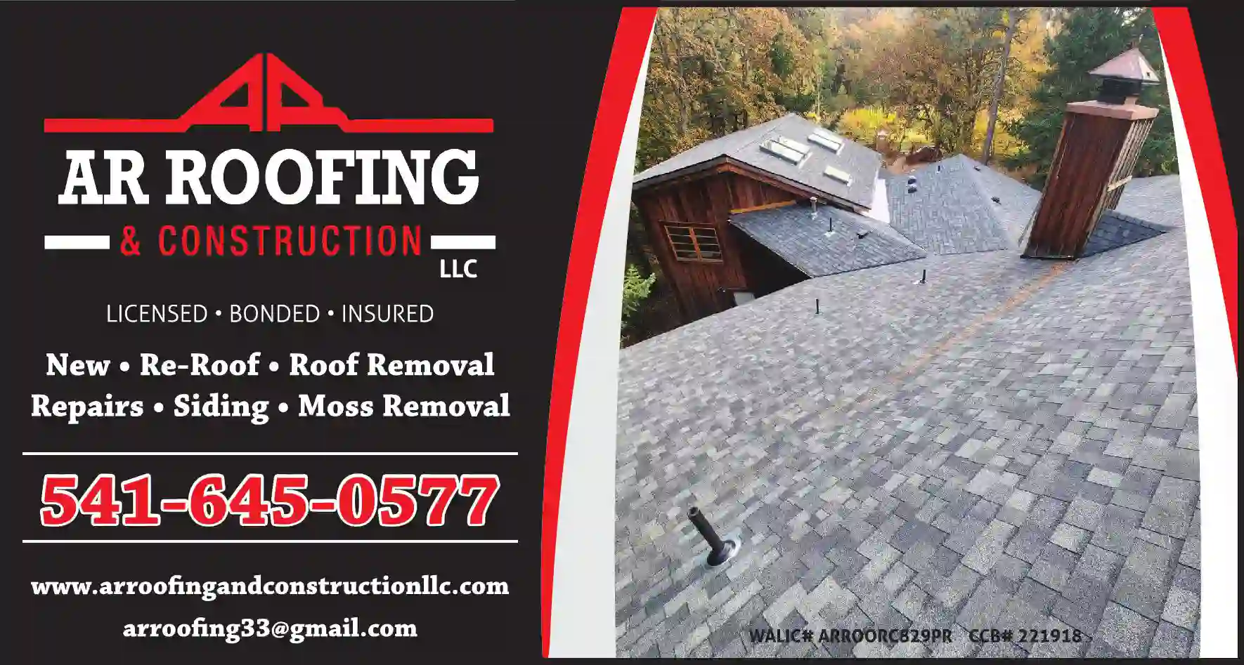 Roofing Contractors print ad for AR Roofing & Construction LLC