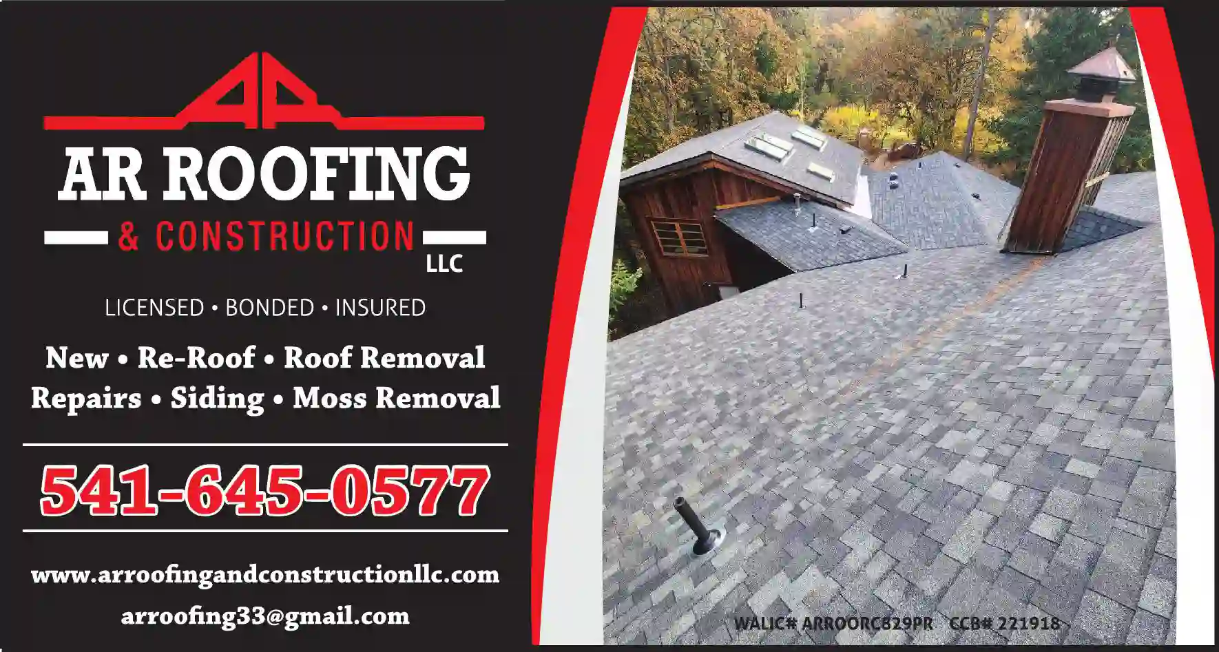 Contractors - General print ad for AR Roofing & Construction LLC