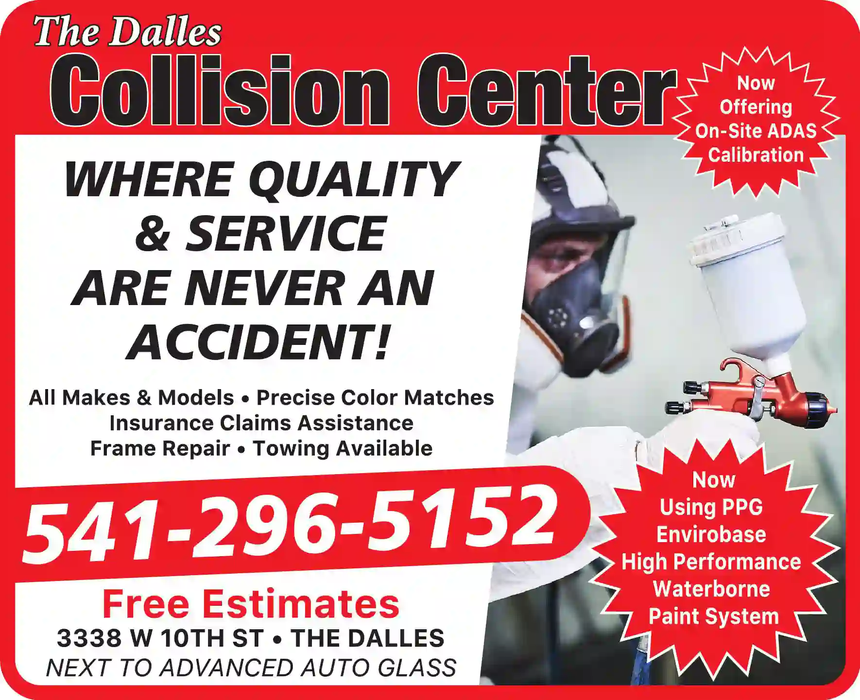 Auto Body Repair & Paint print ad for The Dalles Collision Center