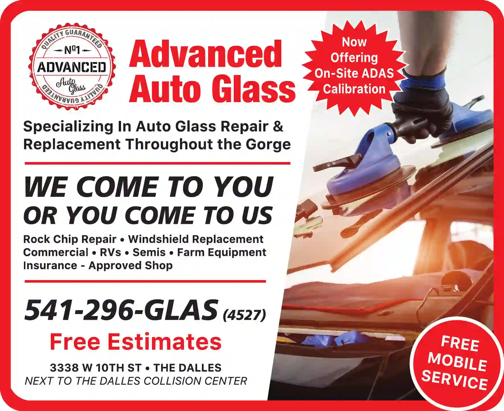 Glass - Auto, Plate, Window print ad for Advanced Auto Glass