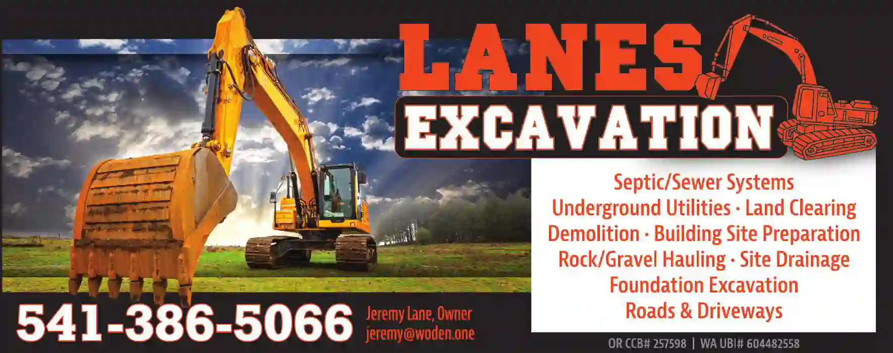 Septic Tanks & Systems - Contractors, Designers & Dealers print ad for Lanes Excavation