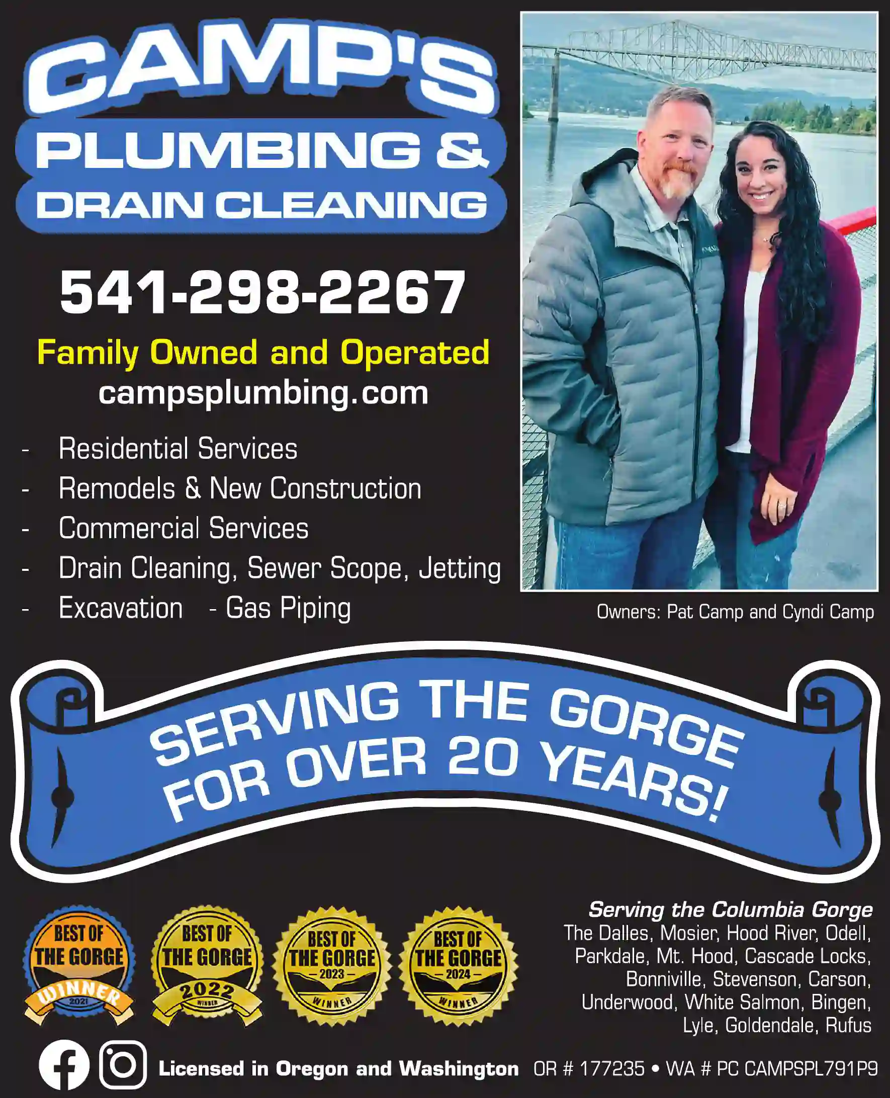 Plumbing Contractors print ad for Camp's Plumbing & Drain Cleaning