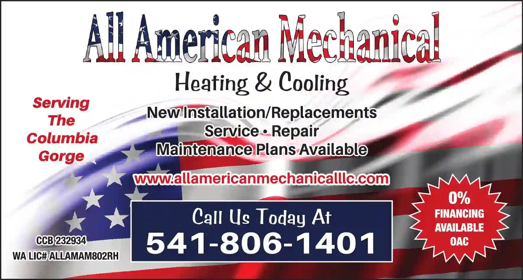 Heat Pumps print ad for All American Mechanical