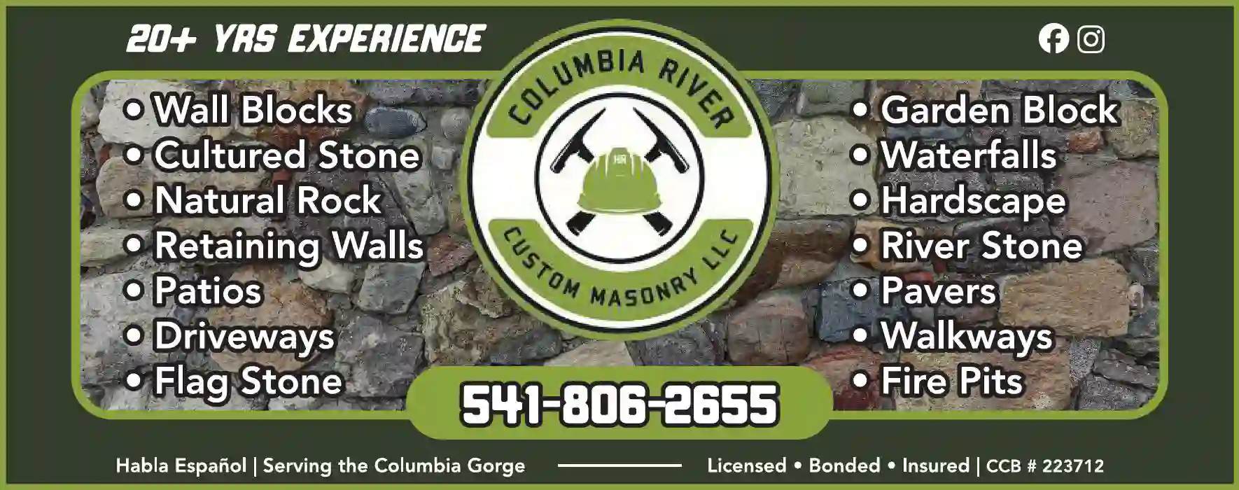 Mason Contractors print ad for Columbia River Custom Masonry LLC