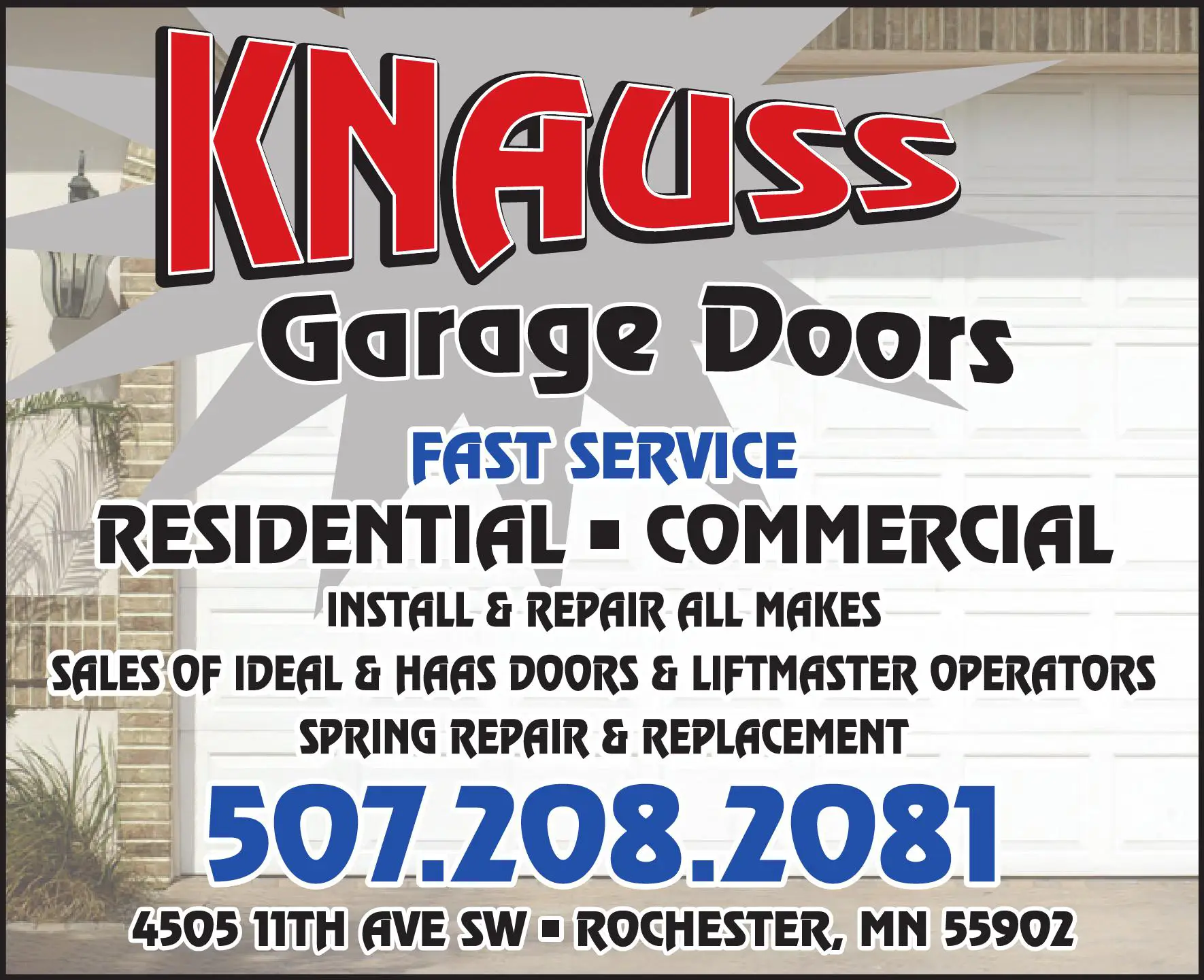 Garage Doors & Openers print ad for Knauss Garage Doors