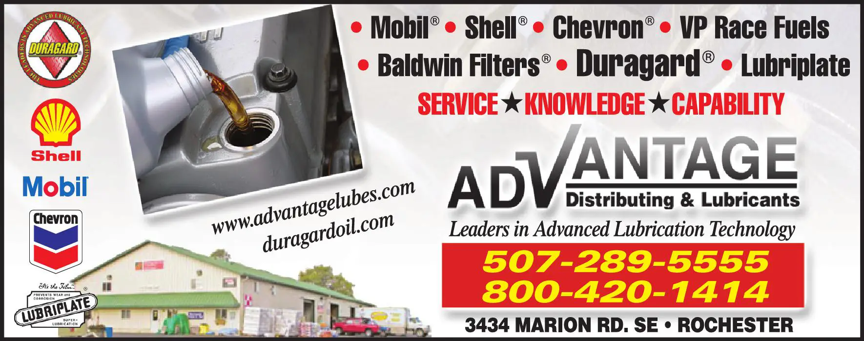 Oils - Lubricating print ad for Advantage Distributing & Lubricants LLC