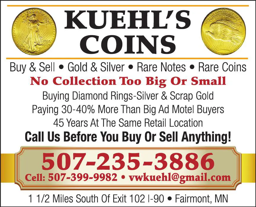 Gold, Silver & Platinum Dealers print ad for Kuehl's Coin Exchange