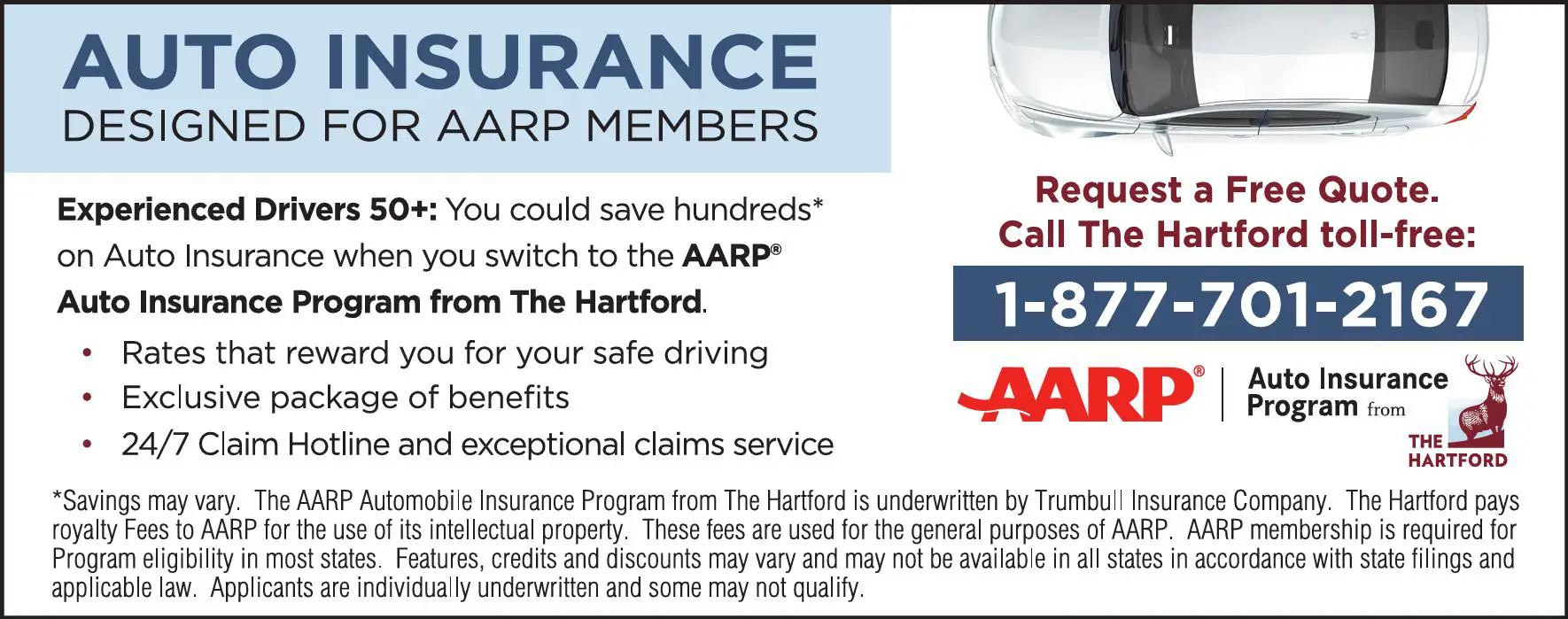 Insurance - Auto & Vehicle print ad for AARP Auto Insurance From The Hartford