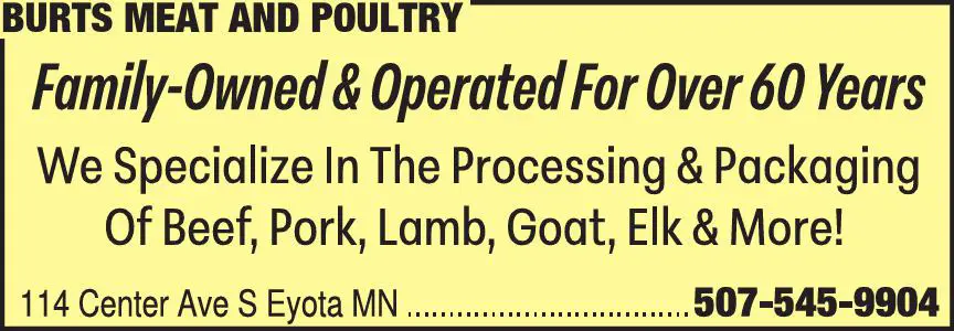 Meat Processors print ad for Burts Meat And Poultry