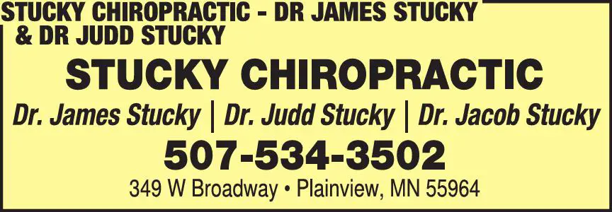 Chiropractors, D.C. print ad for Stucky Chiropractic ^ Dr James Stucky & Dr Judd Stucky