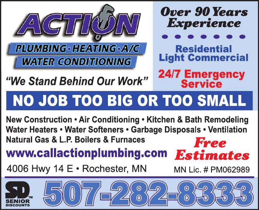 Air Conditioning - Contractors print ad for Action Plumbing & Heating
