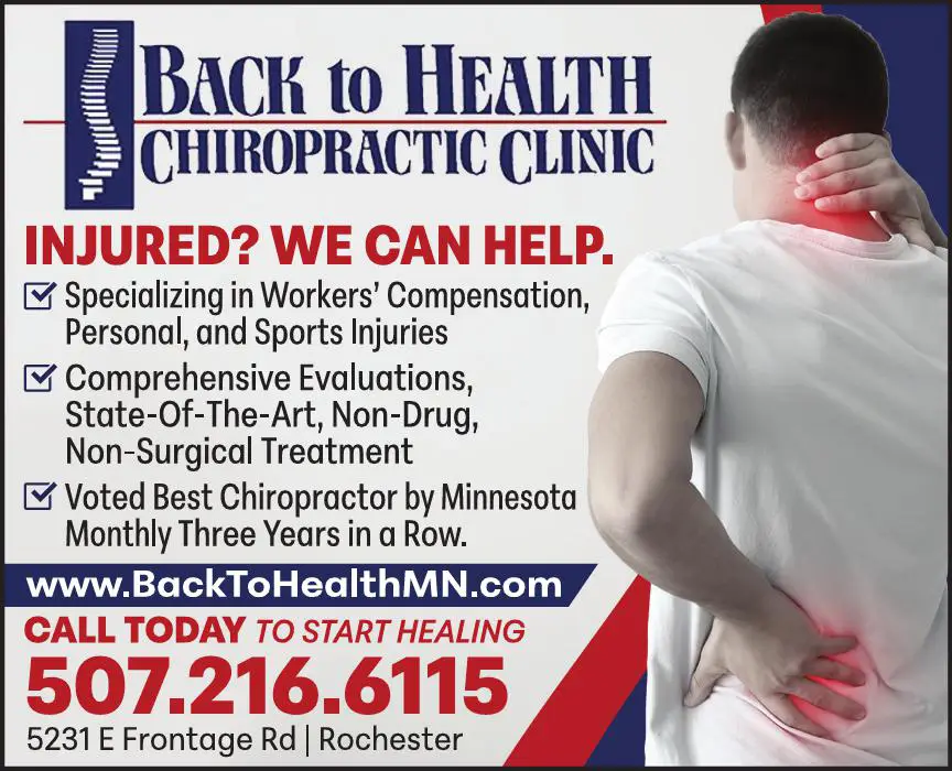 Chiropractic Clinics print ad for Back To Health Chiropractic Clinic