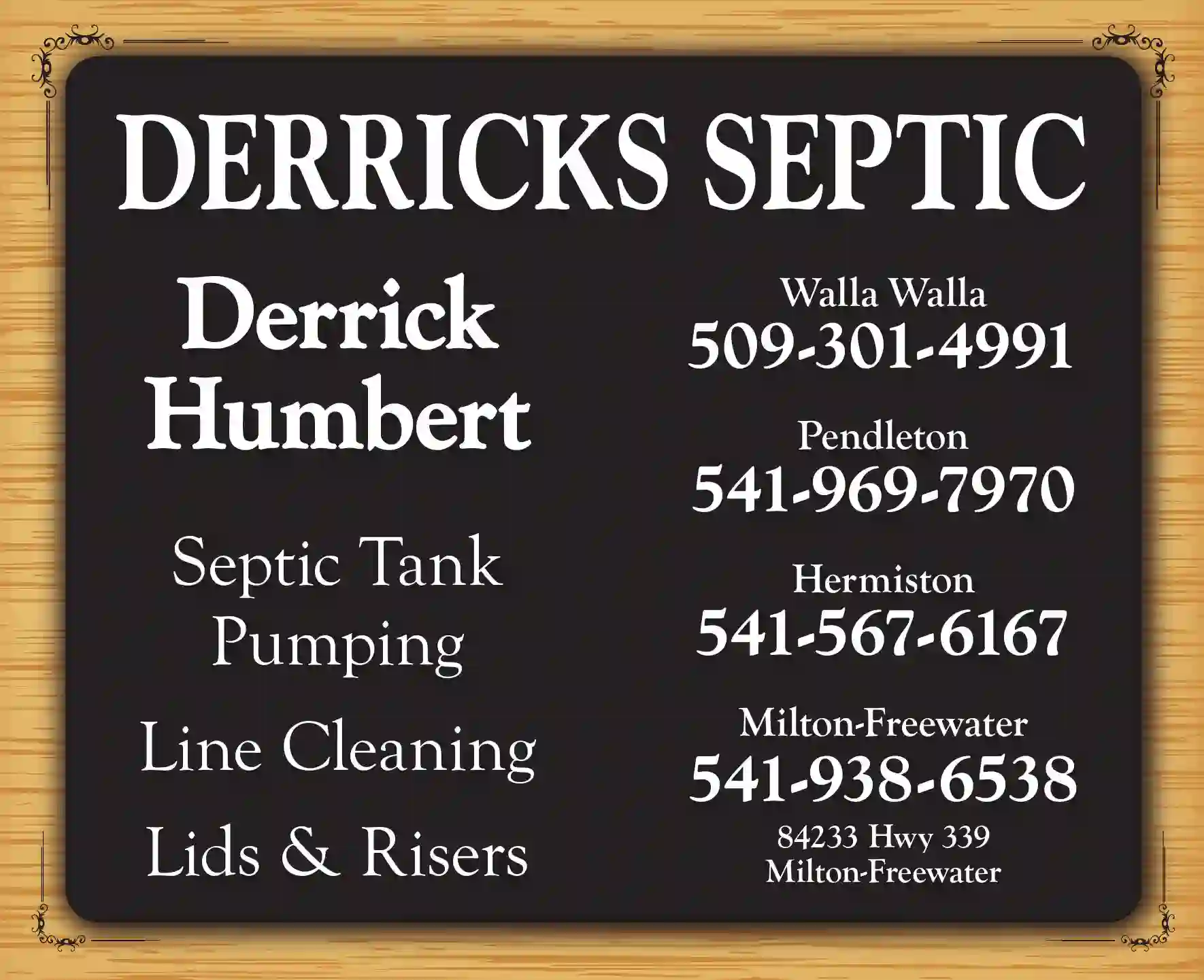 Septic Pumping print ad for Derrick's Septic